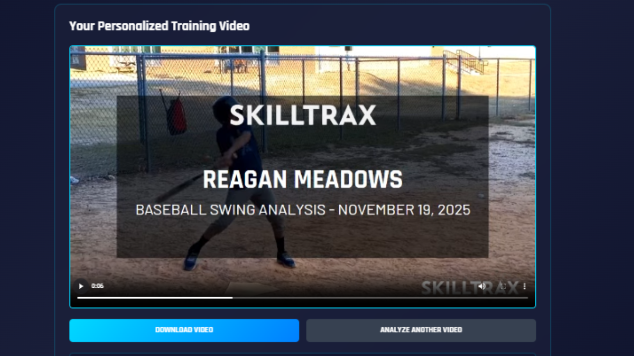 Personalized SkillTraxAI training video for a player